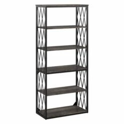 City Park Industrial 5 Shelf Bookcase By Kathy Ireland Home - Dark Gray Hickory -Kathy Ireland 003d6d85 e6ff 408b bdc1 db63908f2761