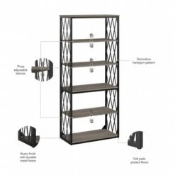 City Park Industrial 5 Shelf Bookcase By Kathy Ireland Home - Driftwood Gray 28 City Park Industrial 5 Shelf Bookcase By Kathy Ireland Home - Driftwood Gray -Kathy Ireland 067d4c6a a79e 4a26 808f 8ff1a351b154