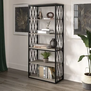 City Park Industrial 5 Shelf Bookcase By Kathy Ireland Home - Driftwood Gray 2 City Park Industrial 5 Shelf Bookcase By Kathy Ireland Home - Driftwood Gray