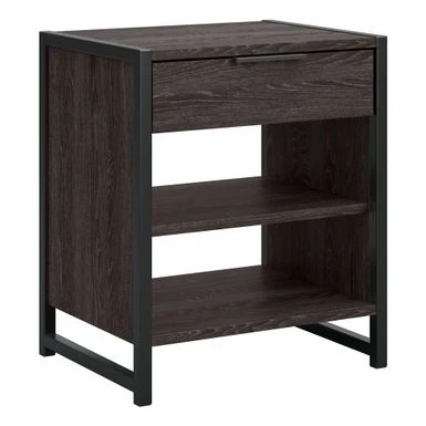 Atria Small Nightstand With Drawer And Shelves By Bush Furniture - Charcoal Gray 4 Atria Small Nightstand With Drawer And Shelves By Bush Furniture - Charcoal Gray - Image 2