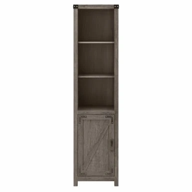 Cottage Grove Tall Narrow 5 Shelf Bookcase With Door By Bush Furniture - Restored Gray 6 Cottage Grove Tall Narrow 5 Shelf Bookcase With Door By Bush Furniture - Restored Gray - Image 4