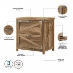 Cottage Grove 60W L Shaped Desk With File Cabinet By Bush Furniture - Reclaimed Pine -Kathy Ireland 10a73cf7 333d 4f38 8c75 28666ff5b1b0