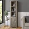 Cottage Grove Tall Narrow 5 Shelf Bookcase With Door By Bush Furniture - Restored Gray -Kathy Ireland 1484bc99 158e 449a 9734 bbaf386f7a18