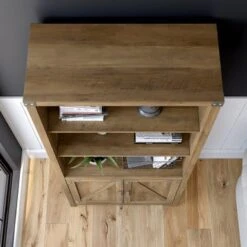 Cottage Grove Tall 5 Shelf Bookcase With Doors By Bush Furniture - Reclaimed Pine -Kathy Ireland 16c507a2 4f5e 4909 bf8a 2e2effdeefc0