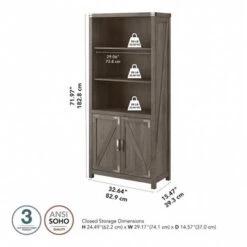 Cottage Grove Tall 5 Shelf Bookcase With Doors By Bush Furniture - Cottage White -Kathy Ireland 17de2bea 9e33 495e 891e dcf6f82d2431