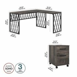 City Park 60W L Shaped Desk With Drawers By Kathy Ireland Home - Dark Gray Hickory -Kathy Ireland 18d7874b 7400 44ff bbc1 ac64a2dbed52