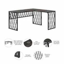 City Park 60W Industrial L Shaped Desk By Kathy Ireland Home - Dark Gray Hickory -Kathy Ireland 1c227313 67b2 4cae bd46 03632bc8e99d