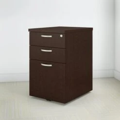 Easy Office 3 Drawer Mobile File Cabinet By Bush Business Furniture - Brown
