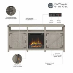 Cottage Grove 65W Electric Fireplace TV Stand By Bush Furniture - Cottage White -Kathy Ireland 215027f1 5bf6 4914 91fd 0234bc0f523b