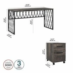 City Park 60W Writing Desk With Drawers By Kathy Ireland Home - Driftwood Gray -Kathy Ireland 22313d44 ba88 4d57 91f6 43a9d59ff85b