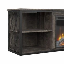 City Park 60W Electric Fireplace TV Stand By Kathy Ireland Home - Dark Gray Hickory -Kathy Ireland 22e6aabb 088f 44ee 8f95 625a1b872b45
