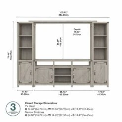 Cottage Grove 65W Farmhouse Entertainment Center By Bush Furniture - Reclaimed Pine -Kathy Ireland 2617ec8b 75b2 4cb5 996d 7be2da23a664
