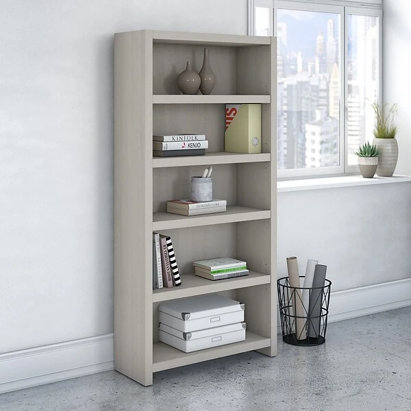 Office By Kathy Ireland® Echo 5 Shelf Bookcase, Gray Sand (KI60204-03) 3 Office By Kathy Ireland® Echo 5 Shelf Bookcase, Gray Sand (KI60204-03)