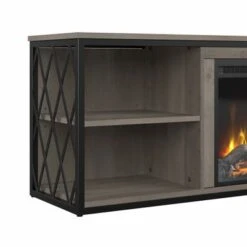 City Park 60W Electric Fireplace TV Stand By Kathy Ireland Home - Dark Gray Hickory -Kathy Ireland 273f55c8 24a1 4af6 9420 691ccec9ecc1