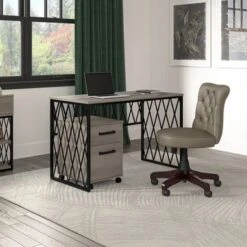 City Park 48W Writing Desk With Drawers By Kathy Ireland Home - Driftwood Gray