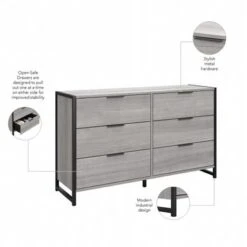 Atria 6 Drawer Dresser With Mirror By Bush Furniture - Charcoal Gray -Kathy Ireland 284bedc0 e50f 46ff acdd 213e23b5ae92