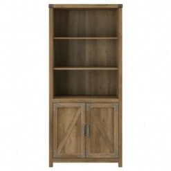 Cottage Grove Tall 5 Shelf Bookcase With Doors By Bush Furniture - Reclaimed Pine -Kathy Ireland 293b1f64 a06f 4ceb 975f 6a8aed761eec