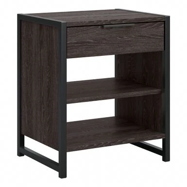 Atria Small Nightstand With Drawer And Shelves By Bush Furniture - Modern Hickory 5 Atria Small Nightstand With Drawer And Shelves By Bush Furniture - Modern Hickory - Image 3