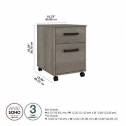 City Park 2 Drawer Mobile File Cabinet By Kathy Ireland Home - Dark Gray Hickory -Kathy Ireland 2c2e34cb bc9b 4209 86c4 e4422b3c8858