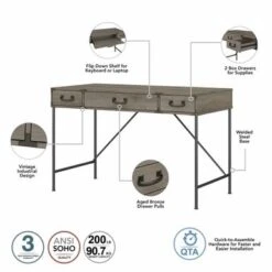 Ironworks 48W Writing Desk From Kathy Ireland Home By Bush Furniture - Vintage Golden Pine -Kathy Ireland 2cc5a9f5 6da4 4e86 9082 304ec0b3c498
