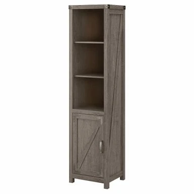 Cottage Grove Tall Narrow 5 Shelf Bookcase With Door By Bush Furniture - Restored Gray 4 Cottage Grove Tall Narrow 5 Shelf Bookcase With Door By Bush Furniture - Restored Gray - Image 2