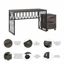 City Park 48W Writing Desk With Drawers By Kathy Ireland Home - Driftwood Gray -Kathy Ireland 4055894d 1c41 46a8 b709 7a7b83e6adb2