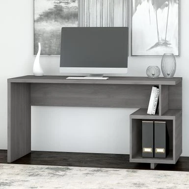 Madison Avenue 60W Writing Desk With Storage From Kathy Ireland Home - Walnut 4 Madison Avenue 60W Writing Desk With Storage From Kathy Ireland Home - Walnut - Image 2