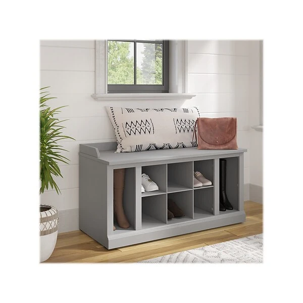 Kathy Ireland® Home By Bush Furniture Woodland Shoe Storage Bench With Shelves, 40", Cape Cod Gray (WDS240CG-03) 3 Kathy Ireland® Home By Bush Furniture Woodland Shoe Storage Bench With Shelves, 40", Cape Cod Gray (WDS240CG-03)