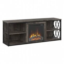 City Park 60W Electric Fireplace TV Stand By Kathy Ireland Home - Dark Gray Hickory -Kathy Ireland 48e5c466 db23 4aa0 ba20 950d5528199a