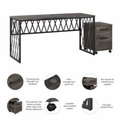 City Park 60W Writing Desk With Drawers By Kathy Ireland Home - Driftwood Gray -Kathy Ireland 494d15dd 1611 4ddd 9a26 33a6ab413e84