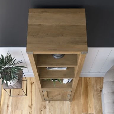 Cottage Grove Tall Narrow 5 Shelf Bookcase With Door By Bush Furniture - Restored Gray 20 Cottage Grove Tall Narrow 5 Shelf Bookcase With Door By Bush Furniture - Restored Gray - Image 18