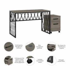 City Park 48W Writing Desk With Drawers By Kathy Ireland Home - Driftwood Gray -Kathy Ireland 4c322170 5347 4459 8c96 8a1a1e4f1075