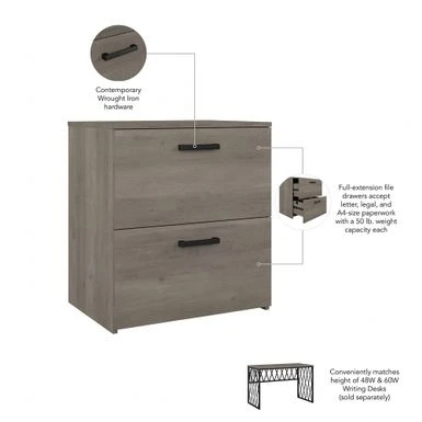 City Park 2 Drawer Lateral File Cabinet By Kathy Ireland Home - Dark Gray Hickory 10 City Park 2 Drawer Lateral File Cabinet By Kathy Ireland Home - Dark Gray Hickory - Image 8
