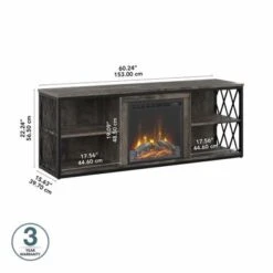 City Park 60W Electric Fireplace TV Stand By Kathy Ireland Home - Dark Gray Hickory -Kathy Ireland 51fb1707 500e 4dfd 9c8f 4270c06657fb