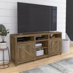 Cottage Grove 65W Farmhouse TV Stand For 75 Inch TV By Bush Furniture - Reclaimed Pine