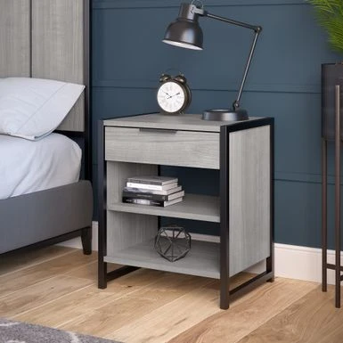 Atria Small Nightstand With Drawer And Shelves By Bush Furniture - Modern Hickory 16 Atria Small Nightstand With Drawer And Shelves By Bush Furniture - Modern Hickory - Image 14
