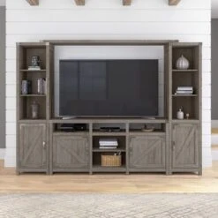 Cottage Grove 65W Farmhouse TV Stand For 75 Inch TV By Bush Furniture - Reclaimed Pine -Kathy Ireland 53bf5866 6d61 4d57 b836 55eb28dc9467