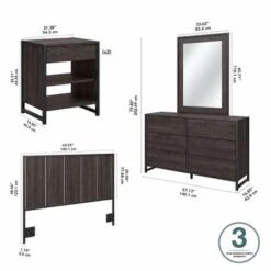 Atria 5-piece Bedroom Set With Full/Queen Headboard By Bush Furniture - Platinum Gray -Kathy Ireland 55e2e2ef a2ca 43f1 b80d cc67f16c1899