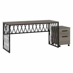 City Park 60W Writing Desk With Drawers By Kathy Ireland Home - Dark Gray Hickory -Kathy Ireland 5613582f 29ba 4995 9f9f e00d33f9c20f