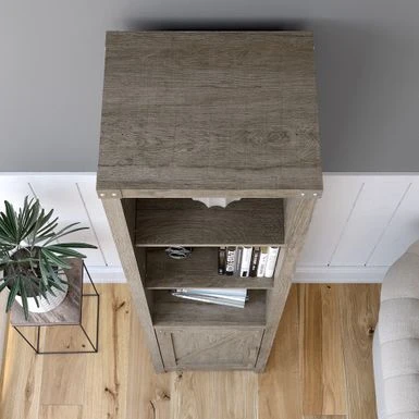 Cottage Grove Tall Narrow 5 Shelf Bookcase With Door By Bush Furniture - Restored Gray 11 Cottage Grove Tall Narrow 5 Shelf Bookcase With Door By Bush Furniture - Restored Gray - Image 9