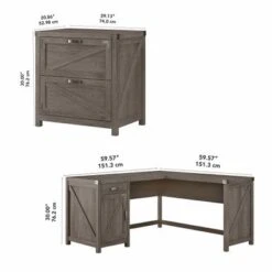Cottage Grove 60W L Shaped Desk With File Cabinet By Bush Furniture - Restored Gray -Kathy Ireland 58c555ff bc3a 4ce7 ba38 1b8f20ce2066