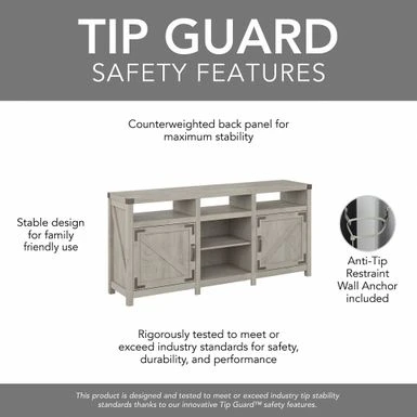 Cottage Grove 65W Farmhouse Entertainment Center By Bush Furniture - Restored Gray 7 Cottage Grove 65W Farmhouse Entertainment Center By Bush Furniture - Restored Gray - Image 5