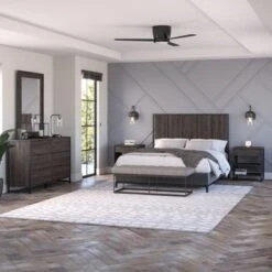 Atria 5-piece Bedroom Set With Full/Queen Headboard By Bush Furniture - Charcoal Gray