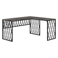 City Park 60W Industrial L Shaped Desk By Kathy Ireland Home - Dark Gray Hickory -Kathy Ireland 6522477a 3b7b 426b 9992 f0f3a70c3dbf