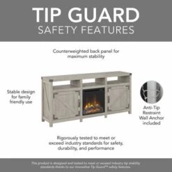 Cottage Grove 65W Electric Fireplace TV Stand By Bush Furniture - Restored Gray -Kathy Ireland 67e3f999 bb32 4fe7 ba28 476653d11c91