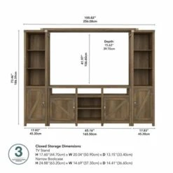 Cottage Grove 65W Farmhouse Entertainment Center By Bush Furniture - Reclaimed Pine -Kathy Ireland 690c9558 62dd 4568 97a8 3d29d1bf7112