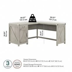 Cottage Grove 60W L Shaped Desk With Storage By Bush Furniture - Restored Gray -Kathy Ireland 71ddb5fa 2768 4cbe 9df2 d881d3bc9025