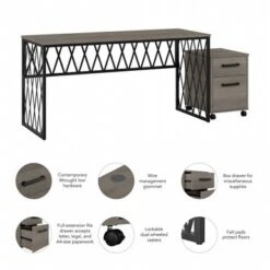 City Park 60W Writing Desk With Drawers By Kathy Ireland Home - Dark Gray Hickory -Kathy Ireland 727e5d79 f71c 44fc bfda 99be8999875f
