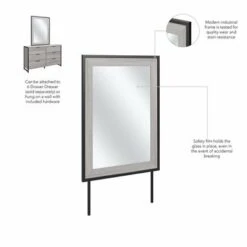 Atria Bedroom Mirror By Bush Furniture - Charcoal Gray -Kathy Ireland 73eeee0a 35f1 4ea2 a4fe b90095235af5
