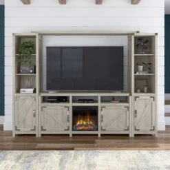 Cottage Grove 65W Electric Fireplace TV Stand By Bush Furniture - Reclaimed Pine -Kathy Ireland 77a989ba 02d2 4d96 ab52 3652d174965e